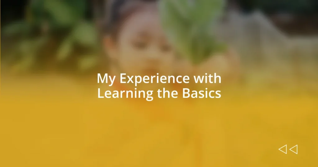 My Experience with Learning the Basics