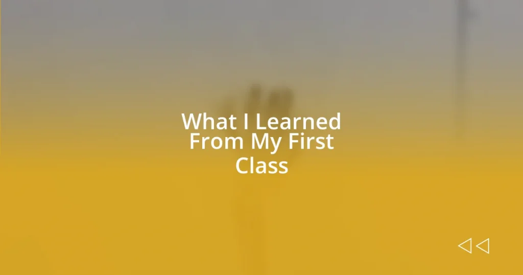 What I Learned From My First Class