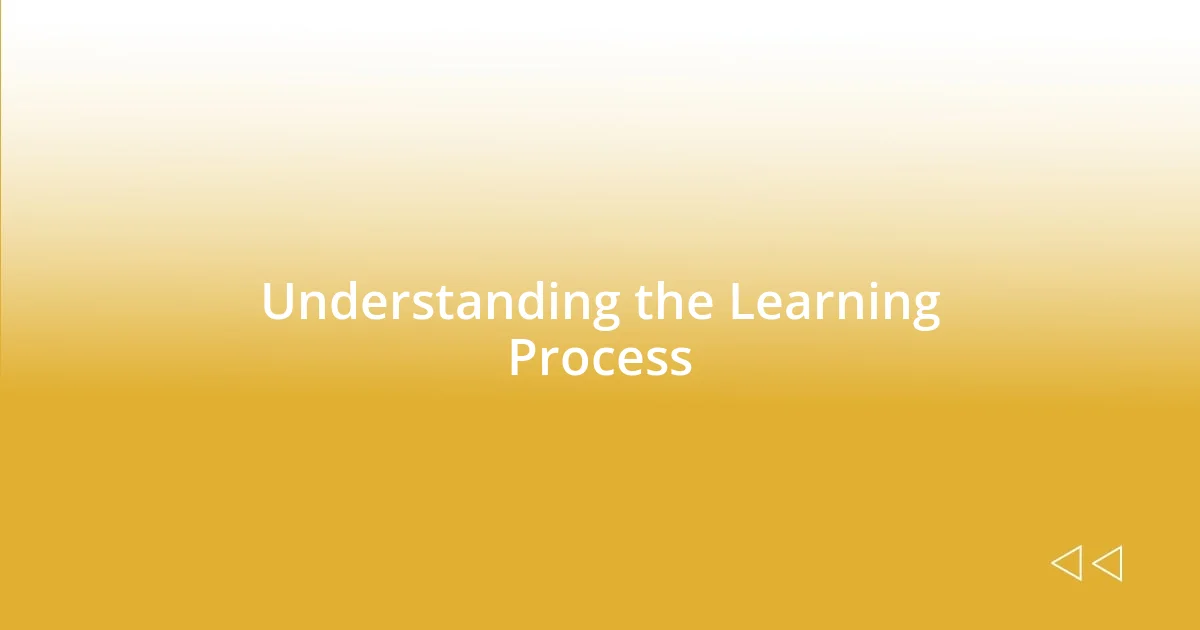 Understanding the Learning Process