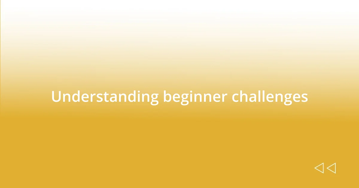 Understanding beginner challenges